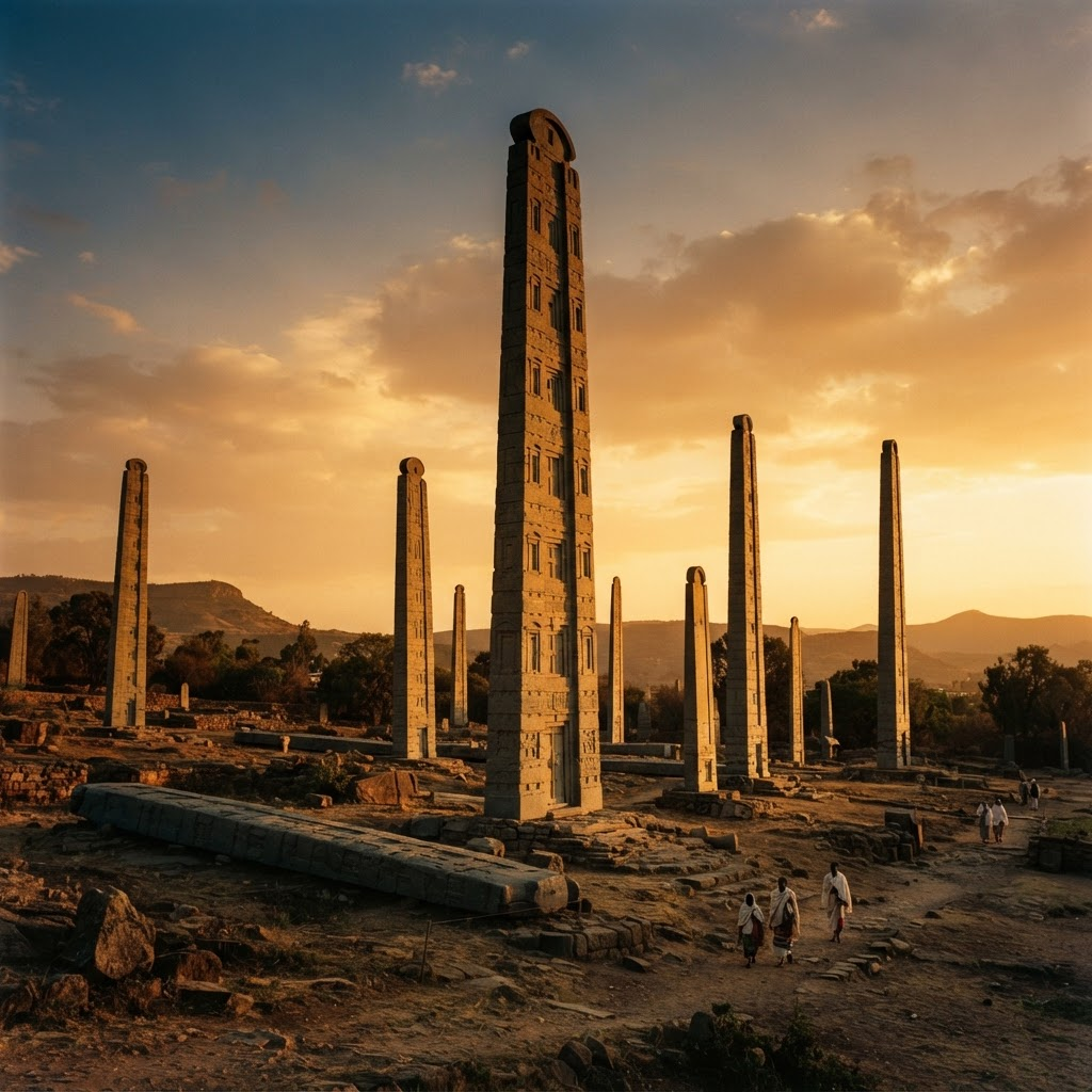 The ancient granite obelisks of Axum, Ethiopia